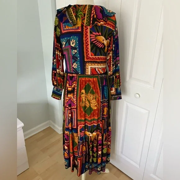 FARM RIO Patchwork Tapestry Ankle Dress Size X Small - Picture 6 of 10